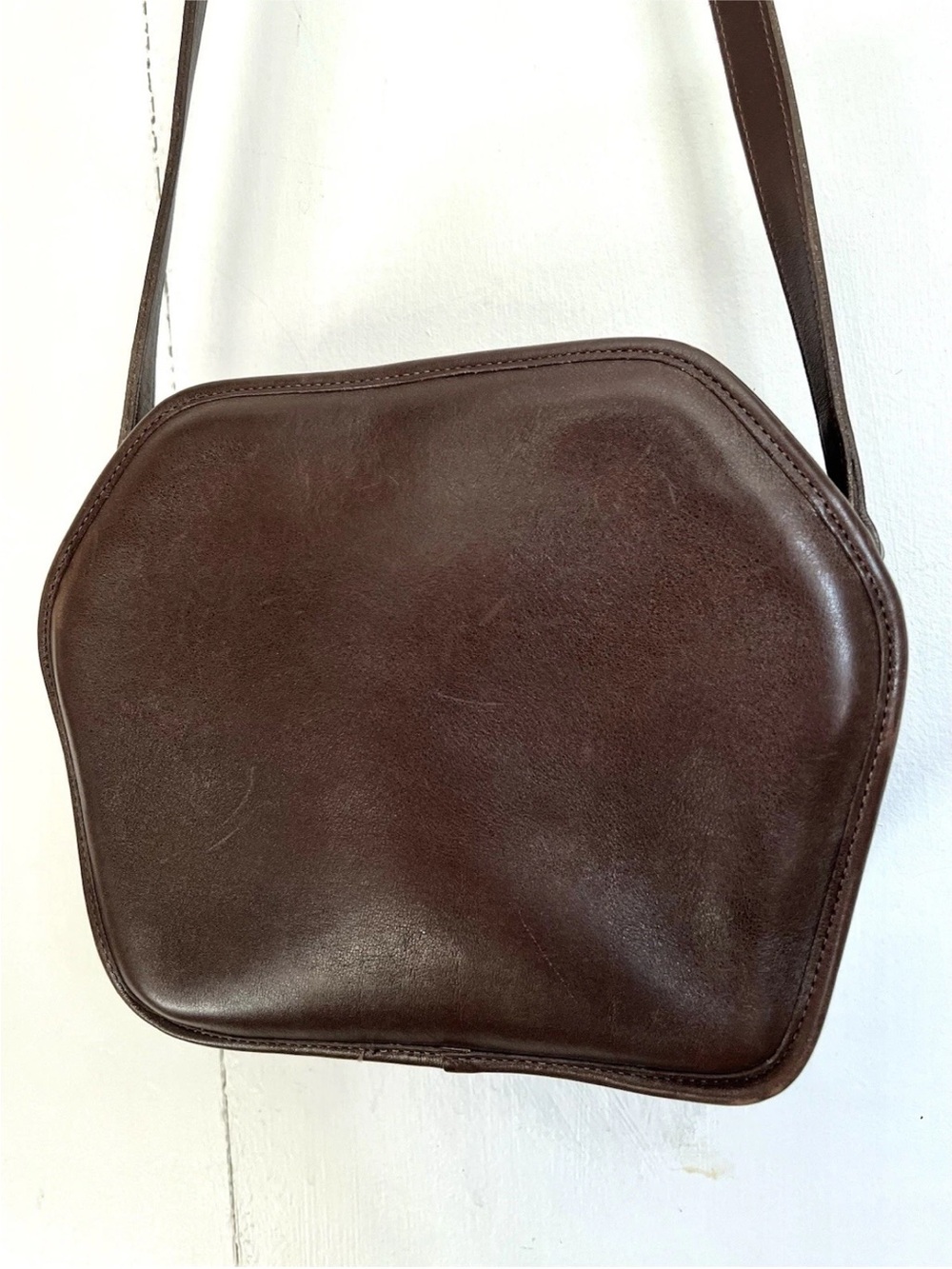 Vintage Coach Cooper Geometric Zip Brown Leather Small Crossbody Bag - USA - Picture 3 of 11